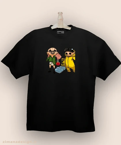 تیشرت لش مردانه و زنانه طرح بریکینگ بد شخصیت والتر وایت و جسی پینکمن کد 886