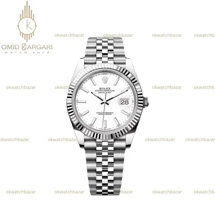 ساعت مچی رولکس سوئیسی سیلور بند جوبیلی صفحه سفید Rolex Datejust