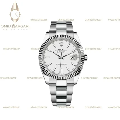 ساعت مچی رولکس سوئیسی سیلور بند اویستر صفحه سفید Rolex Datejust