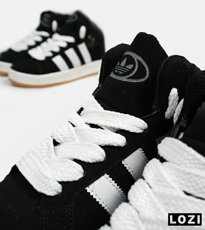 کفش کتانی نیم ساق مردانه و زنانه مشکی سفید ADIDAS Campus