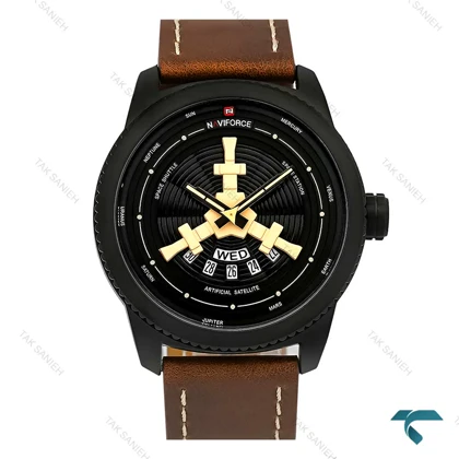 ساعت نیوی فورس NF9156 مردانه بند چرم قهوه ای NaviForce-7889-G