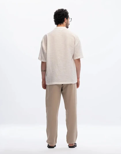 آستین کوتاه ژاکارد یقه انگلیسی