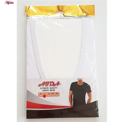 زیرپوش آستین کوتاه یقه گرد مردانه آیدا جید مدل نخ پنبه کد 5331-1