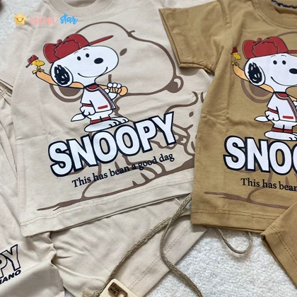 تیشرت شلوارک پنبه پسرانه مدل snoopy مناسب 2 الی 9 سال