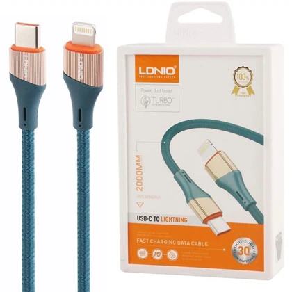 کابل تایپ سی به لایتنینگ الدنیو LDNIO مدل LC632i توان 30 وات 2 متر