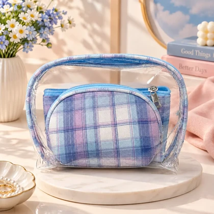 کیف لوازم آرایش سه عددی چهارخونه