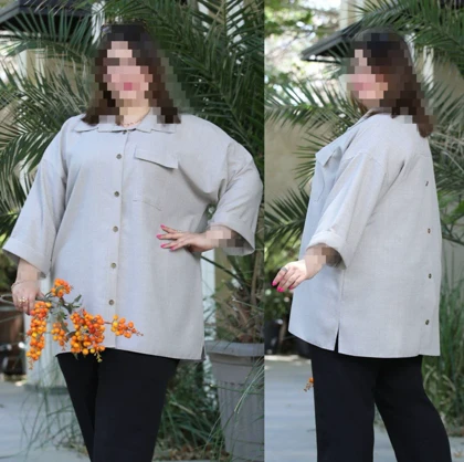 شومیز مانتویی سایز بزرگ مدل برلیان