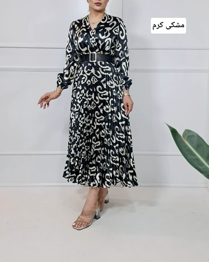 پیراهن مجلسی ساتین ( دامن پلیسه ) کد محصول 934