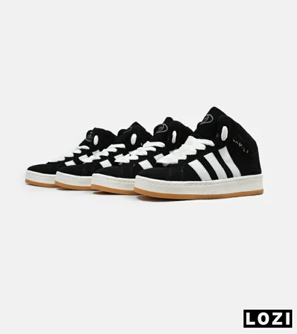 کفش کتانی نیم ساق مردانه و زنانه مشکی سفید ADIDAS Campus