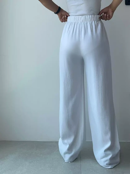 شلوار سفید لینن زنانه