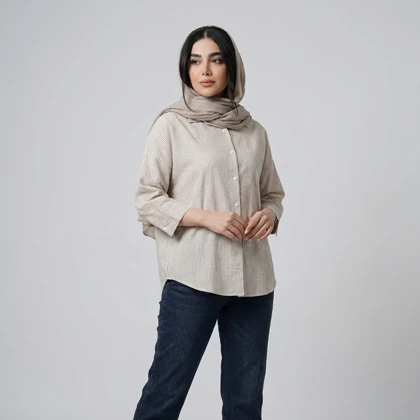 شومیز زنانه راه راه نگین‌دار
