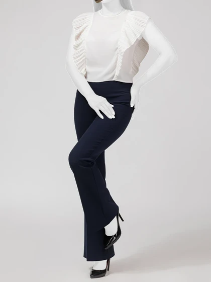 بلوز زنانه مجلسی یقه گرد کرپ حریر پلیسه ای چکاوک