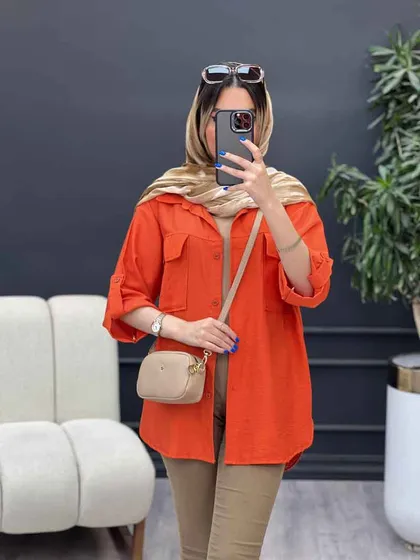 شومیز آستین پاگن سر جیب چاک