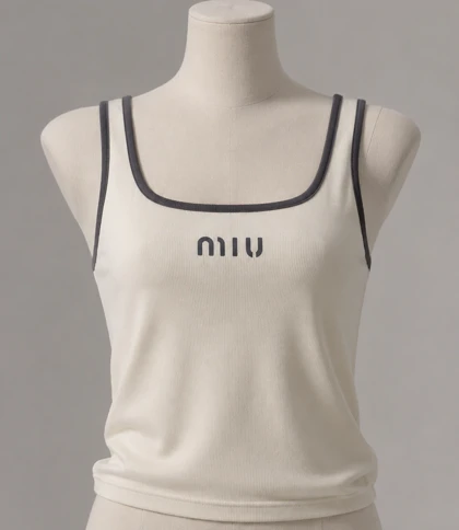 کراپ تاپ زنانه وارداتی فری سایز Miu Miu پارچه کبریتی در 4 رنگ