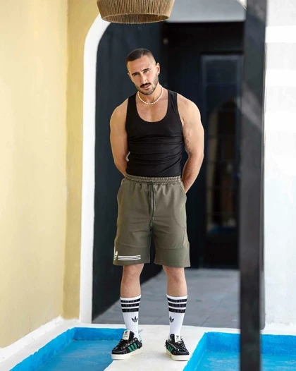 شلوارک بگ ورزشی ADIDAS سبز لجنی