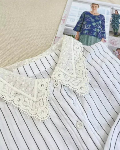 شومیز راه راه سفید کد 5464