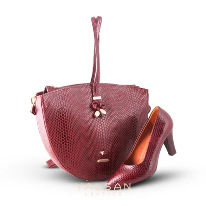 ست کیف و کفش زنانه چرم یلسان مدل گلوریا کد 910- ZHAKLIN-MRV
