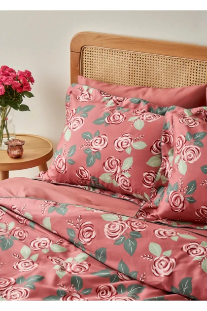 سرویس روتختی دو نفره Bella Maison مدل Rose ساتن - بادمجانی