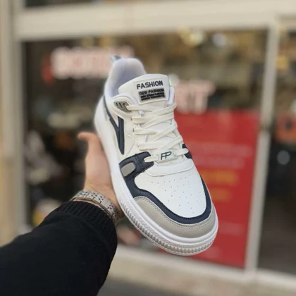 کتانی فشن سفید سرمه ای کد 6148