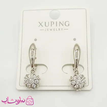گوشواره آویز ژوپینگ مدل گل سیلور