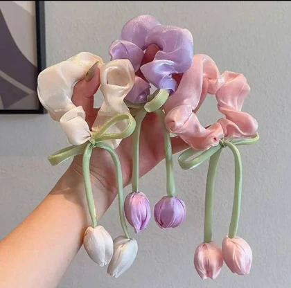 اسکرانچی حریر آویزدار- کد 1133