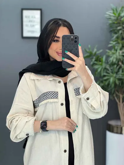 مانتو لینن نواردوزی ریش دار