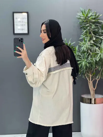 مانتو لینن نواردوزی ریش دار