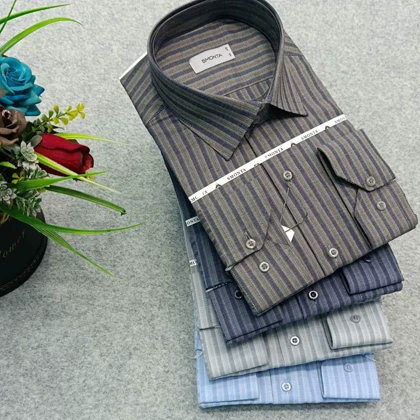 پیراهن راه راه استین بلند مردانه _ قواره کلاسیک _استایل رسمی