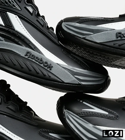 کفش کتانی ساق‌دار مشکی سفید خاکستری Reebok Shaq Attaq