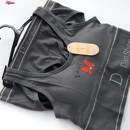 ست شورت و نیم‌تنه زنانه بدون فنر پددار رنگ خاکستری تیره کد 4620