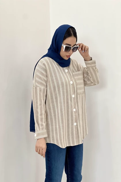شومیز لینن خط‌دار