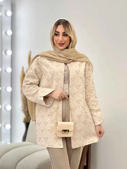 مانتو ژاکارد آستین لاله ای