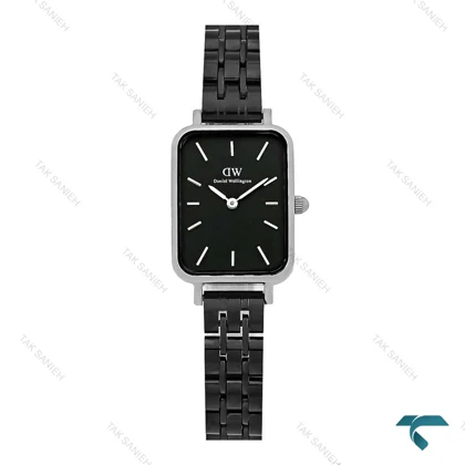 ساعت زنانه DW دنیل ولینگتون مستطیلی مشکی قاب سیلور DW-8031-L