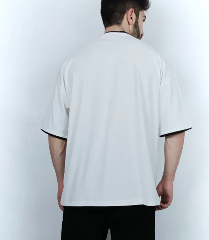 تیشرت ساده آستین کوتاه مردانه طرح لبه نواری قواره لش در رنگ بندی های متنوع برند ZARA
