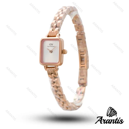 ساعت دنیل ولینگتون زنانه مینی Quadro رزگلد صفحه سفید w-10836