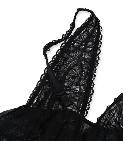 پیراهن حریر و دانتل Neev نیو کد 4902 مشکی Black