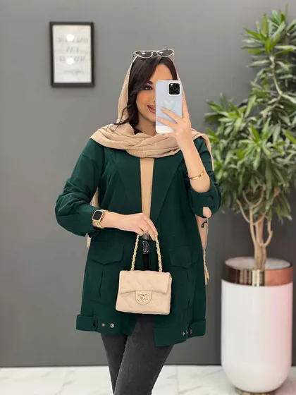مانتو بغل دکمه جیب پاکتی
