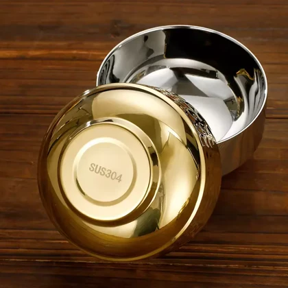 کاسه دو جداره سه عددی استیل چکشی طلایی