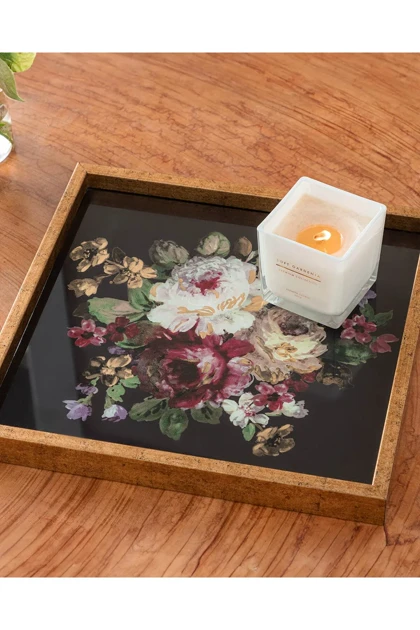 سینی دکوراتیو English Home مدل Royal Rose شیشه‌ای - طلایی