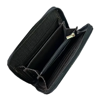 کیف جا کارتی زنانه و دخترانه تک زیپ کوچک سنگی مشکی مدل MSN92-39