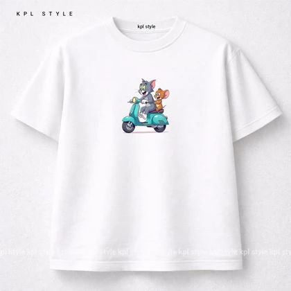 تیشرت باکسی طرح تام و جری 100٪ پنبه | کد 1335