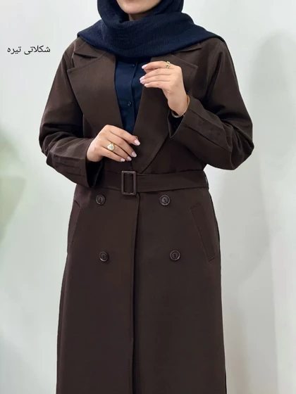 مانتو کتی بلند بزیاق با کمربند مهشید
