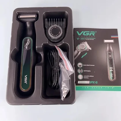 ریش تراش و ماشین اصلاح بدن وی جی آر VGR مدل V-360 ضد آب با نمایشگر