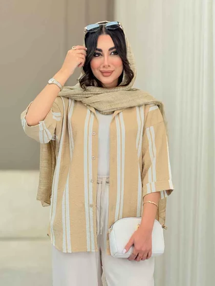 شومیز آستین پاکتی طرح راه راه