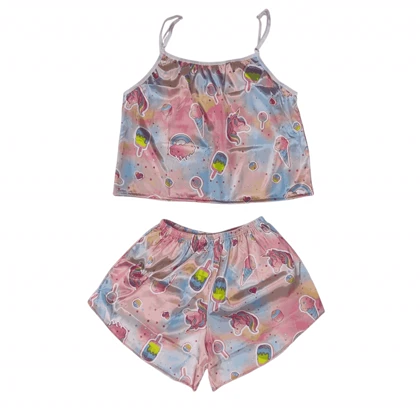 ست تاپ و شلوارک طرح یونیکورن 161