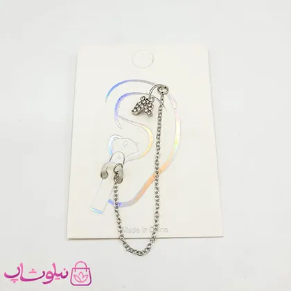 گوشواره ایرپاد مدل پروانه نگین‌دار سیلور