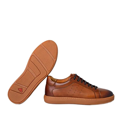 کفش چرم ونس عسلی مردانه 049