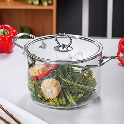 قابلمه پیرکس دسته استیل