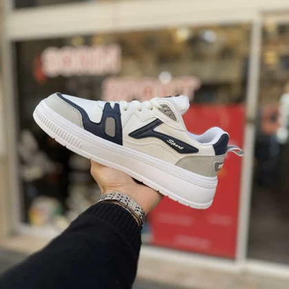 کتانی فشن سفید سرمه ای کد 6148