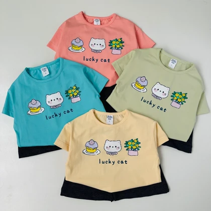 تیشرت شلوارک lucky cat مناسب 9 تا 24 ماه